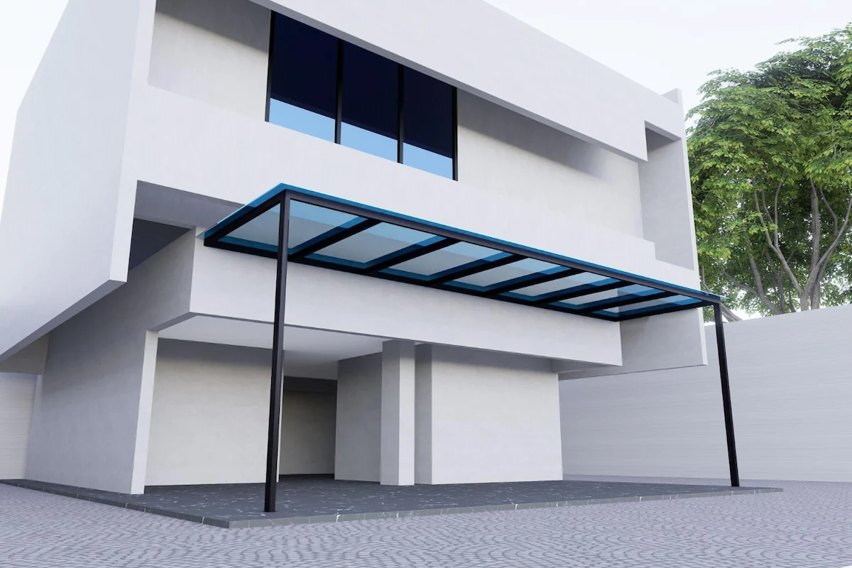 Model Teras Rumah Panjang dengan Atap Transparan